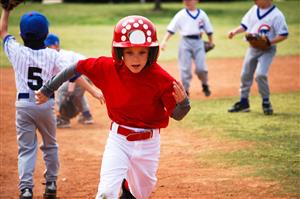 Baseball player running the bases